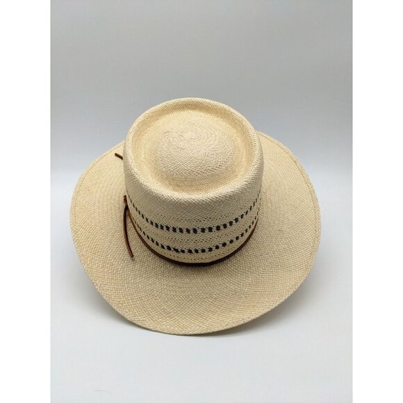 RAG & BONE Cora straw women's boater panama hat -Natural/Tan - SMALL - Picture 6 of 13